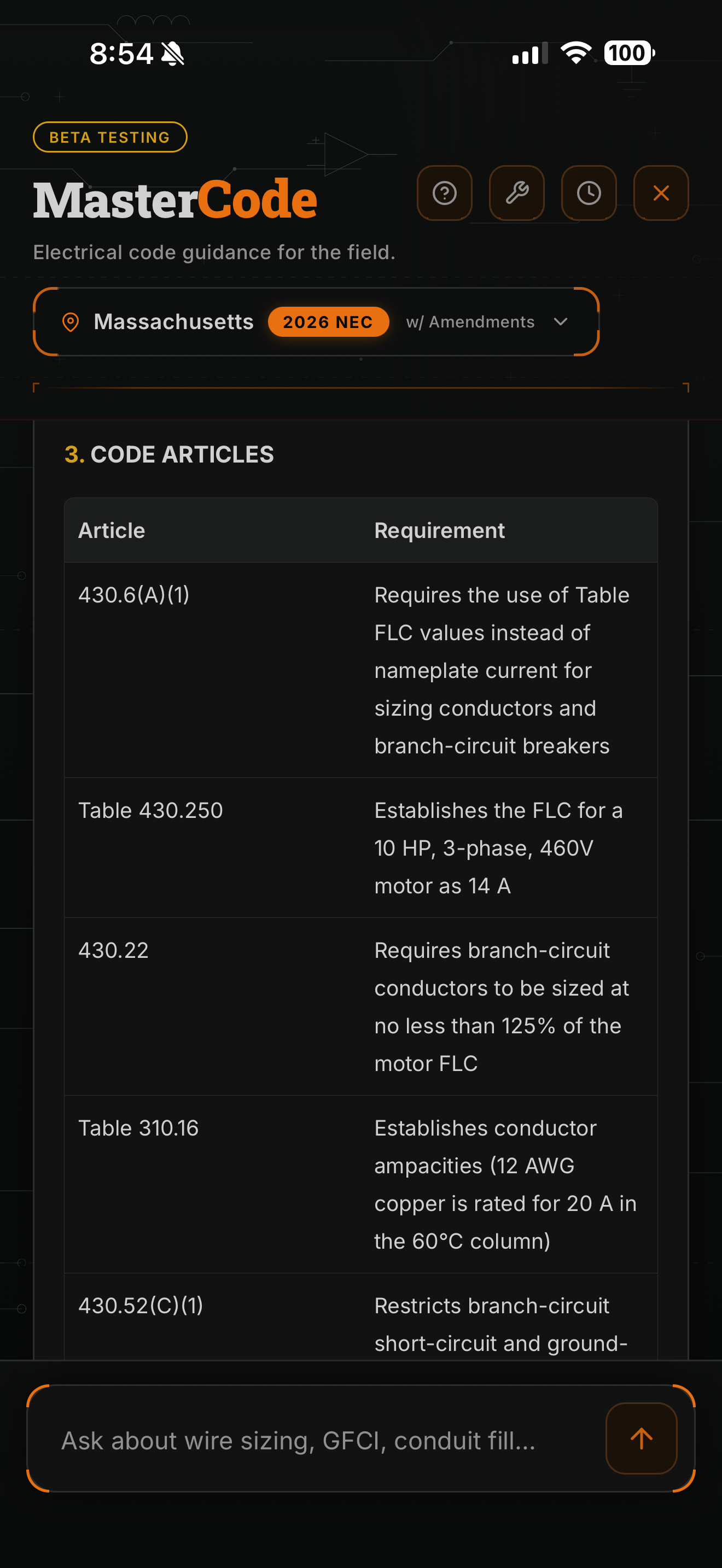 MasterCode answer — code articles table